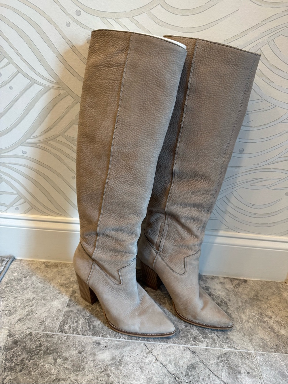 Lucky Brand Kitrie Women's Tall Leather Boots in Taupe